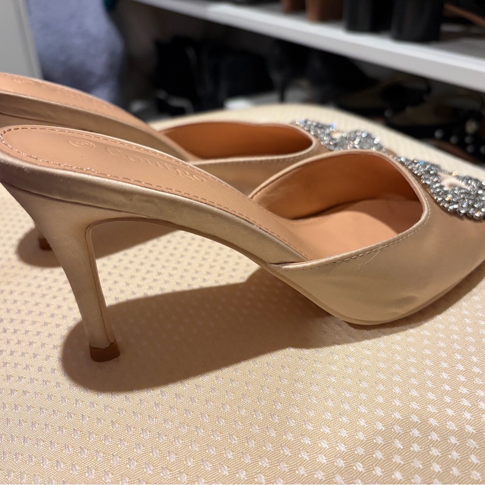 Chic Satin Embellished Heels